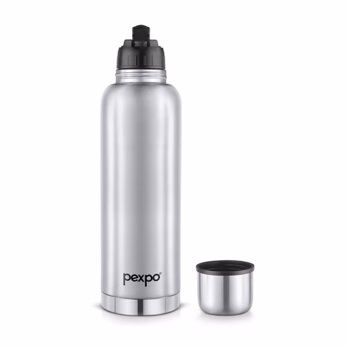 Pexpo - Extreme Thermos - Water Bottle - Hot & Cold Flask with Jute Bag