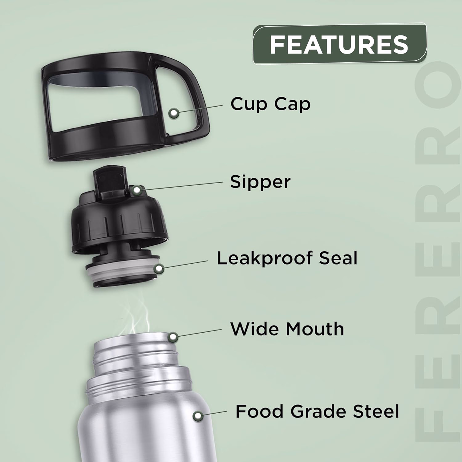 Pexpo - Fererro - Stainless Steel - Water Bottle With Jute Bag