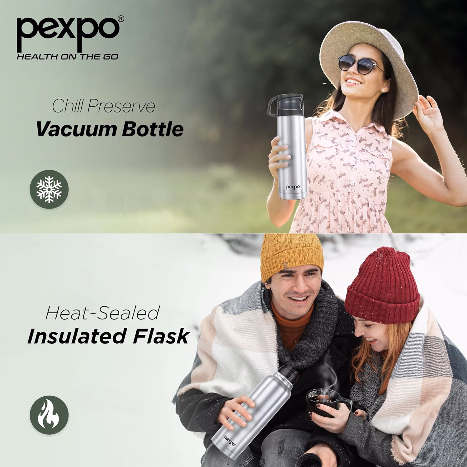 Pexpo - Fererro - Stainless Steel - Water Bottle With Jute Bag