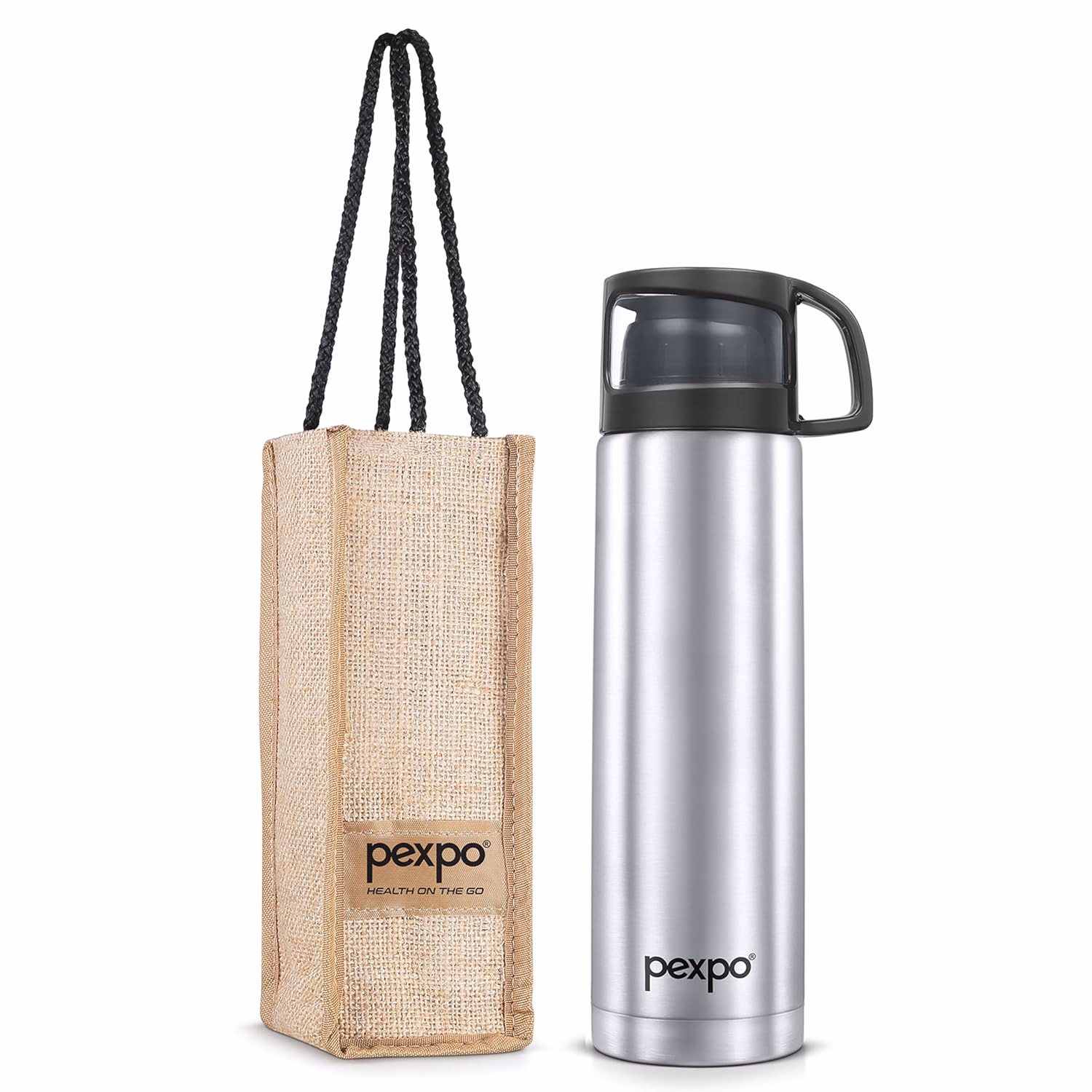 Pexpo - Fererro - Stainless Steel - Water Bottle With Jute Bag