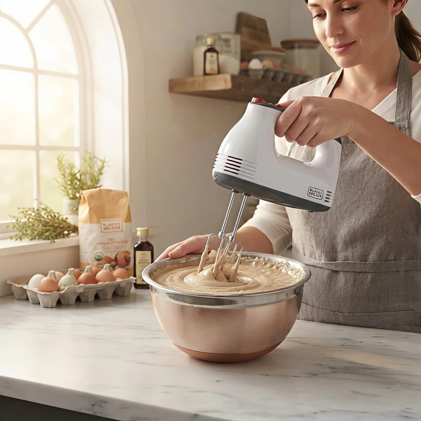 Black+Decker - White Hand Mixer - Hand Blender & Egg Beater for Cake Baking