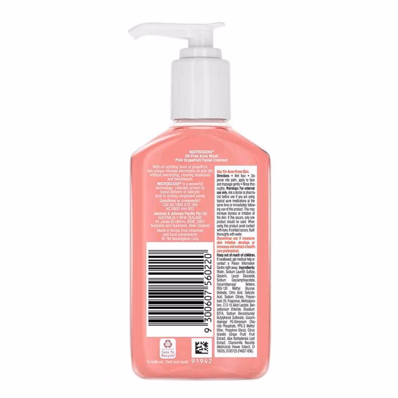 Neutrogena - Oil Free Acne Wash - PINK GRAPEFRUIT - FACIAL CLEANSER