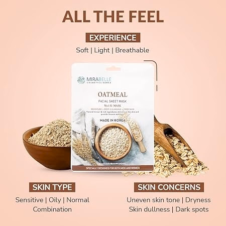 Mirabelle - Oatmeal -  Facial Sheet Mask