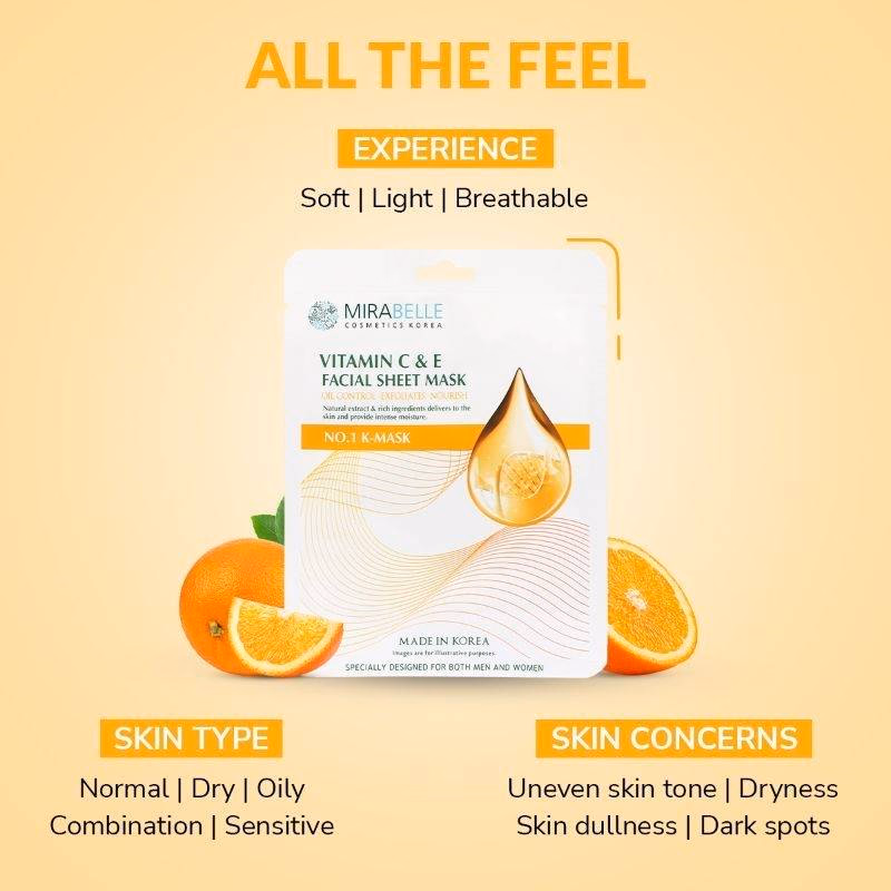 MIRABELLE - VITAMIN C & E - Facial Sheet Mask