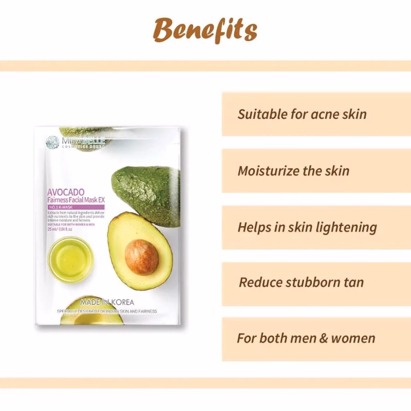 Mirabelle - Avocado - Facial Sheet Mask