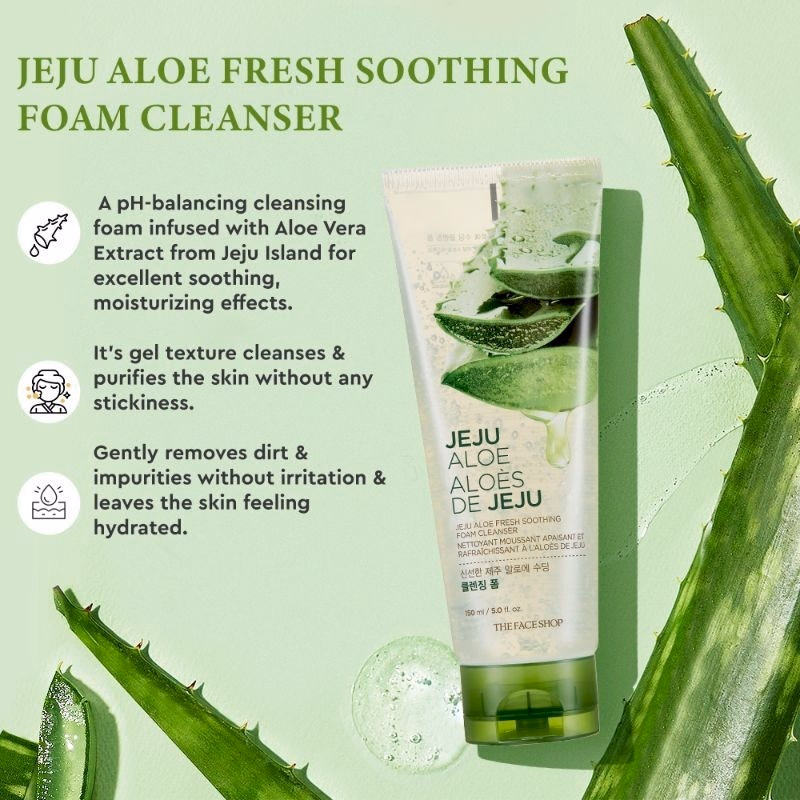 THE FACE SHOP - Jeju Aloe Fresh - Soothing Cleansing Foam