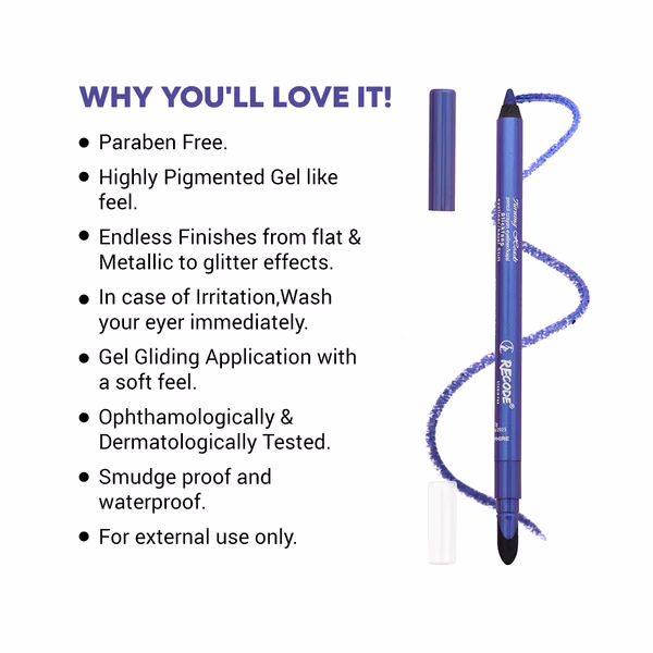 Recode -Blue Sapphire - Turning Heads - Crayon Gel Eyeliner Cum Kajal Pencil