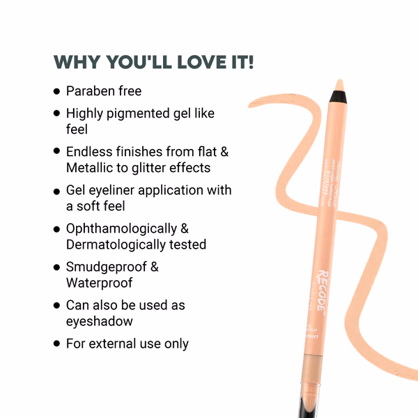 Recode - Nude - Turning Heads - Crayon Gel Eyeliner Cum Kajal Pencil
