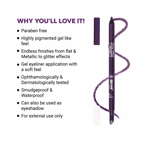 Recode - Jamunia Purple - Turning Heads - Crayon Gel Eyeliner Cum Kajal Pencil