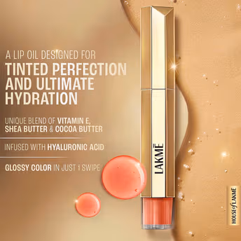 Lakme - 9to5 Overtime Shine Tinted Lip Oil  - CORAL CHARM