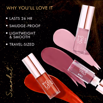 LAKME 9TO5 PRIMER + MATTE LIQUID LIPSTICK - MINIS - SCARLET