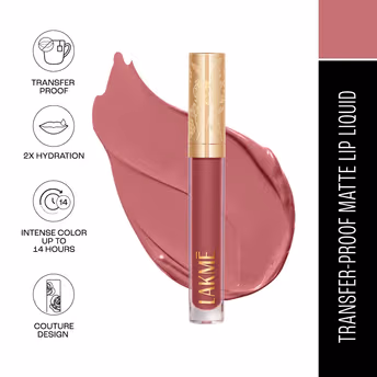 Lakme Rouge Bloom Matte Lip Liquid - Blushing Bae 204