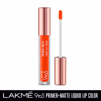 Lakme 9to5 Primer + Matte Liquid Lip Color - MO1 Confident Coral