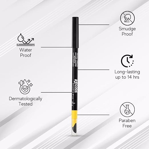 Recode - Black - Turning Heads - Crayon Gel Eyeliner Cum Kajal Pencil
