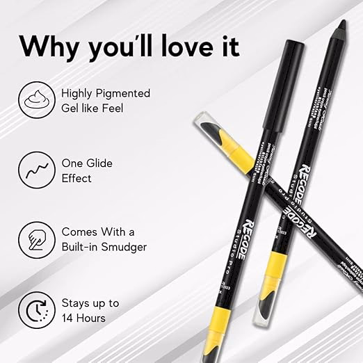 Recode - Black - Turning Heads - Crayon Gel Eyeliner Cum Kajal Pencil