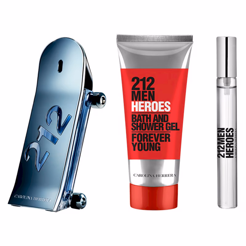 CAROLINA HERRERA - 212 Heroes - 90ml Eau de Toilette 100ml Shower Gel and 10ml Megaspritzer