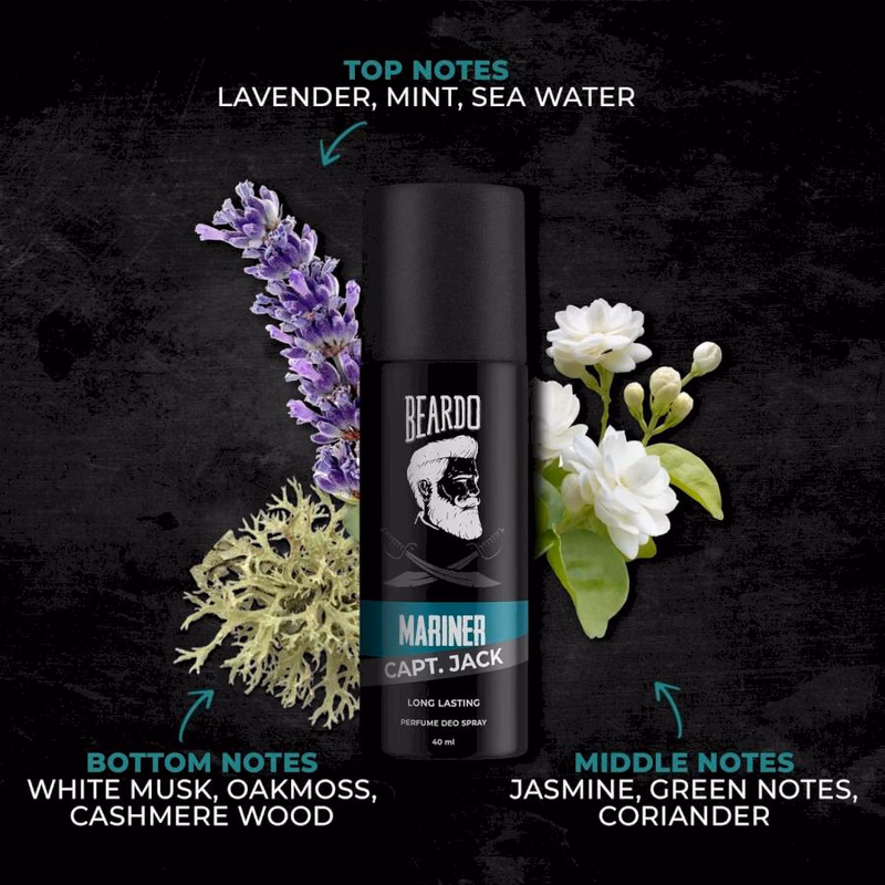 BEARDO - MARINER - CAPT.JACK - PARFUME BODY SPRAY - LONG LASTING - NO GAS