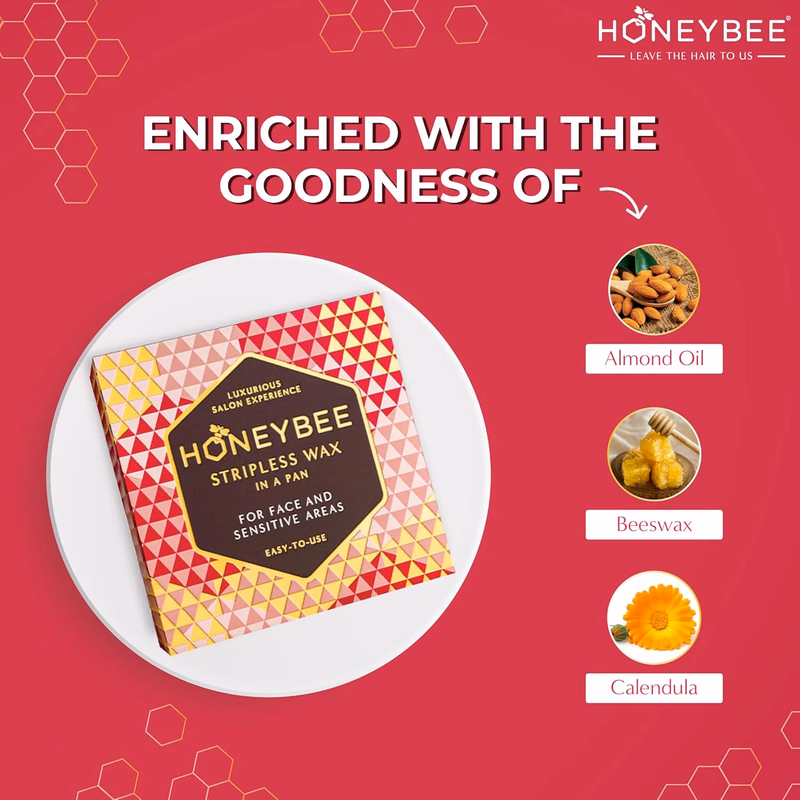 HONEYBEE - STRIPLESS - WAX IN A PAN - FOR FACE & SENSITIVE AREAS - EASY - TO - USE