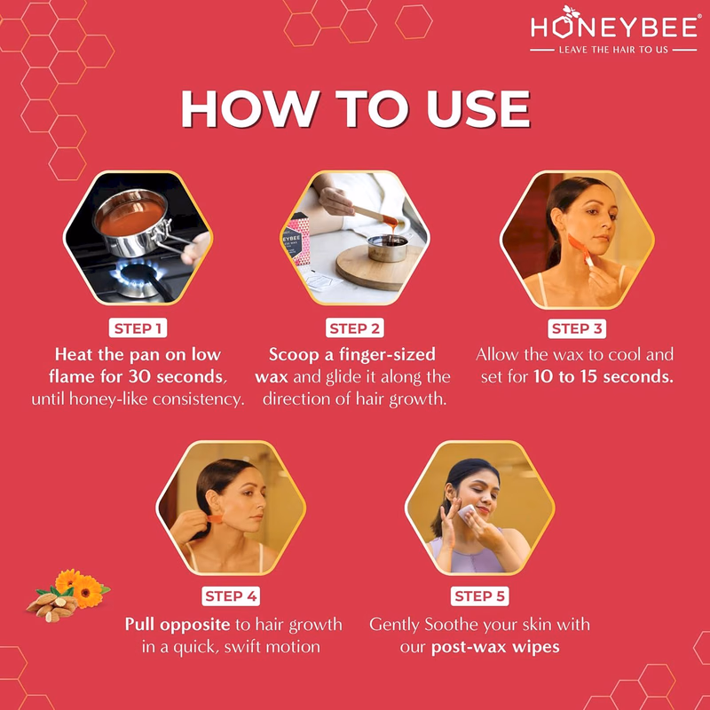 HONEYBEE - STRIPLESS - WAX IN A PAN - FOR FACE & SENSITIVE AREAS - EASY - TO - USE