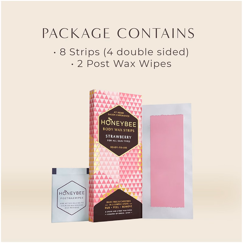 HONEYBEE - WAX STRIP - BODY - STRAWBERRY - READY TO  USE