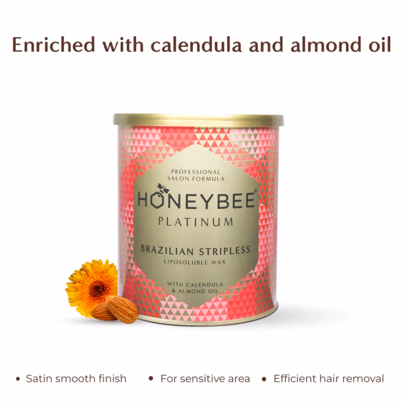 HONEYBEE - PLATINUM - BRAZALIAN STRIPLESS - LIPOSOLUBLE WAX WITH CALENDULA & ALMOND OIL