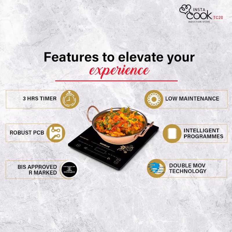 HAVELLS - INSTA COOK - INDUCTION COOK -TC20 - 2000W