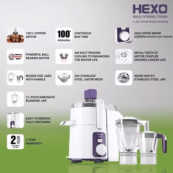 HAVELLS - HEXO  2 JAR - JUICER MIXER GRINDER