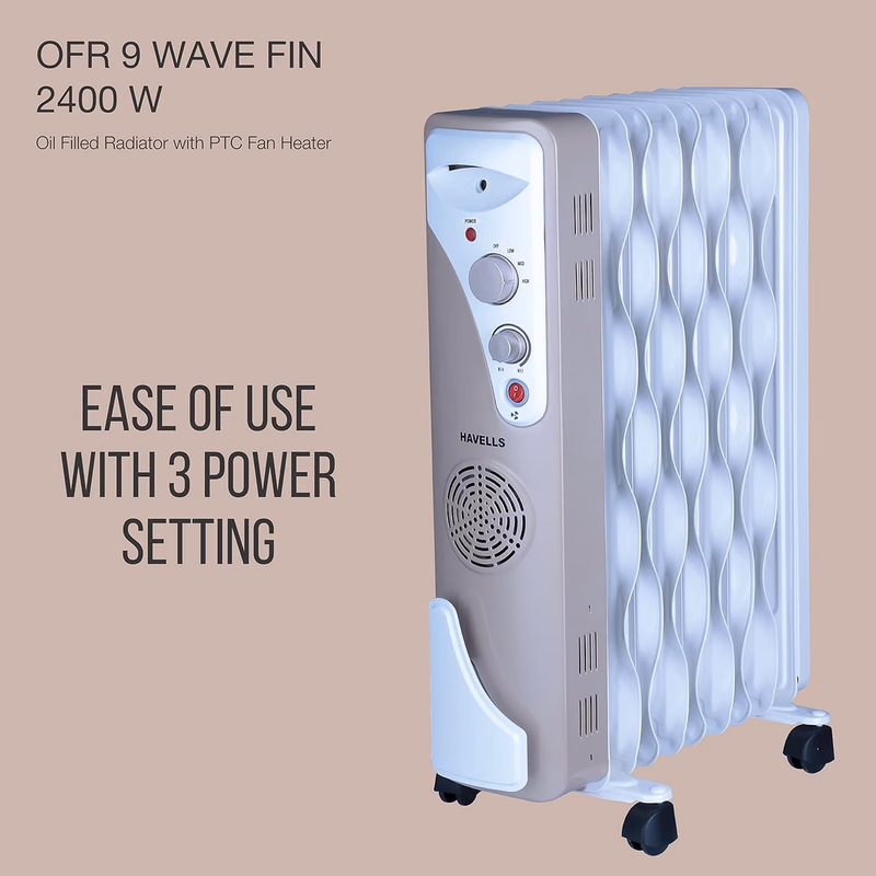 HAVELLS - OFR 9 WAVE FIN - OIL FILLED RADIATOR WITH PTC FAN HEATER
