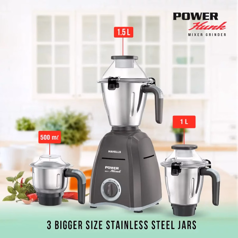 HAVELLS - POWER HUNK - 3 JAR MIXER GRINDER