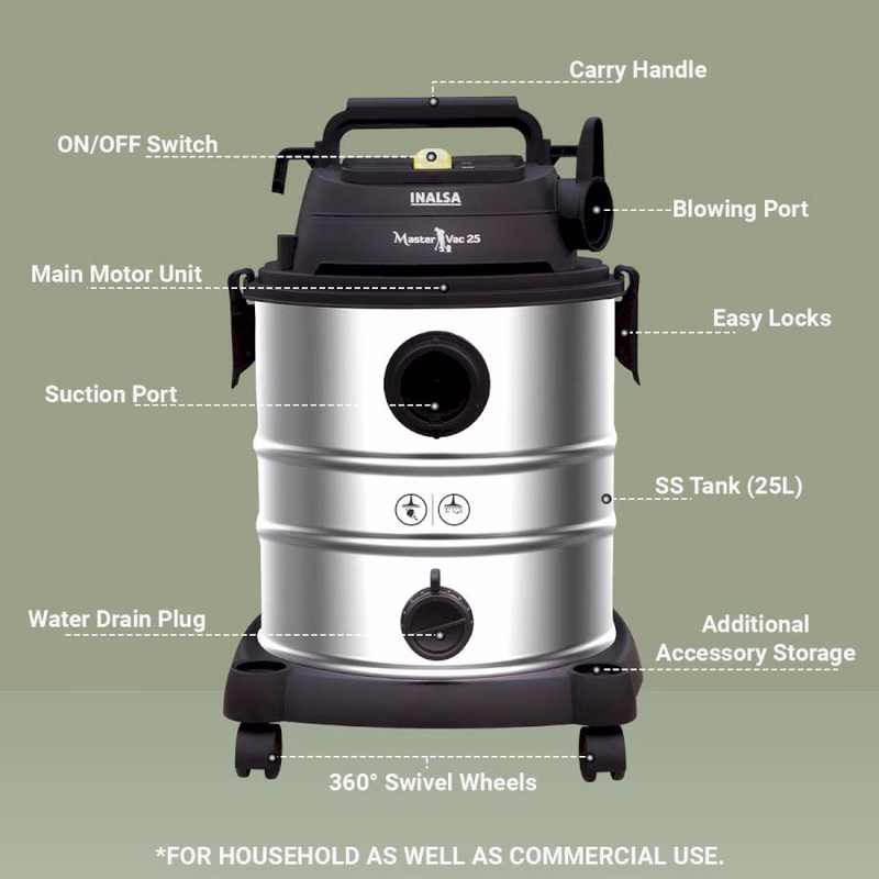 INALSA - MASTER VAC 25 - WET & DRY VACUUM CLEANER