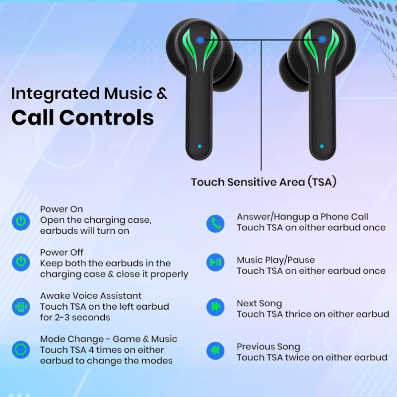 PTRON - BASS BUDS JADE - GAMING TRUE WIRELESS EARBUDS