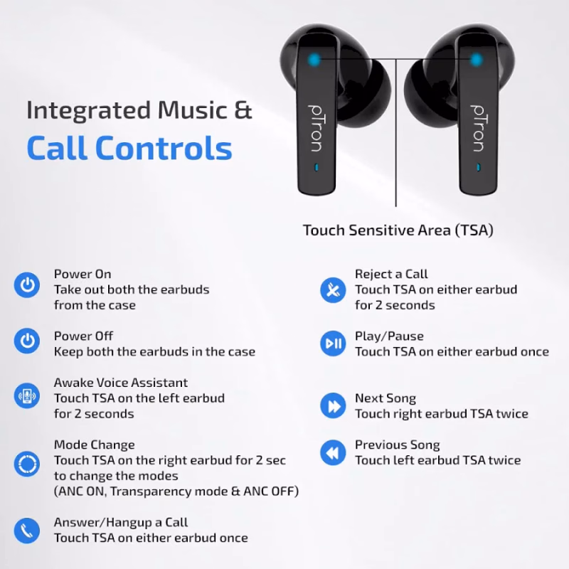 PTRON - BASSPODS 992 - ANC TRUE WIRELESS EARBUDS