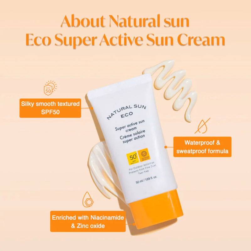 The Face Shop - Natural Sun Eco Super - Sunscreen  With Spf 50+ Pa +++ Protect From Fine Dust, Uva & Uvb Rays, Blue Light & Digital Devices