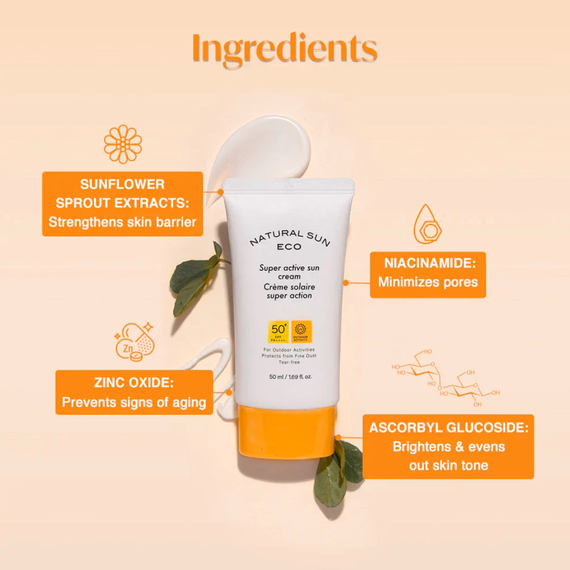 The Face Shop - Natural Sun Eco Super - Sunscreen  With Spf 50+ Pa +++ Protect From Fine Dust, Uva & Uvb Rays, Blue Light & Digital Devices