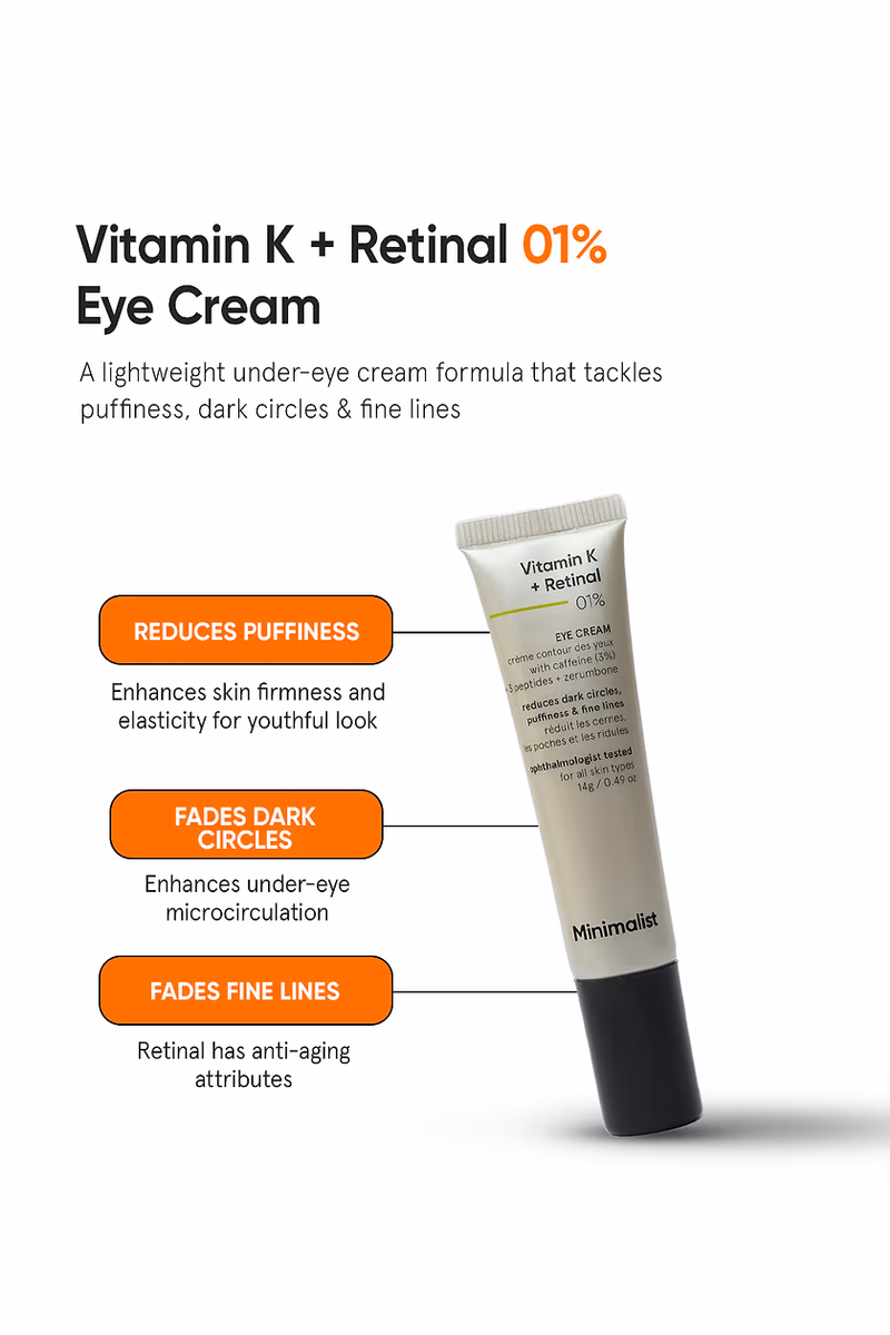 Minimalist - Vitamin K + Retinal 01% - Under Eye Cream With Caffeine 03%