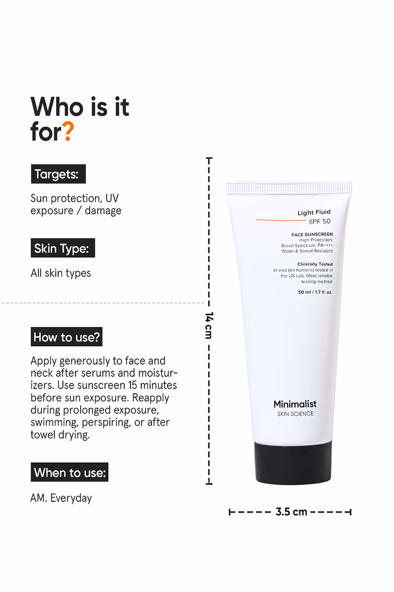 MINIMALIST - LIGHT FLUID SPF 50 - FACE SUNSCREEN