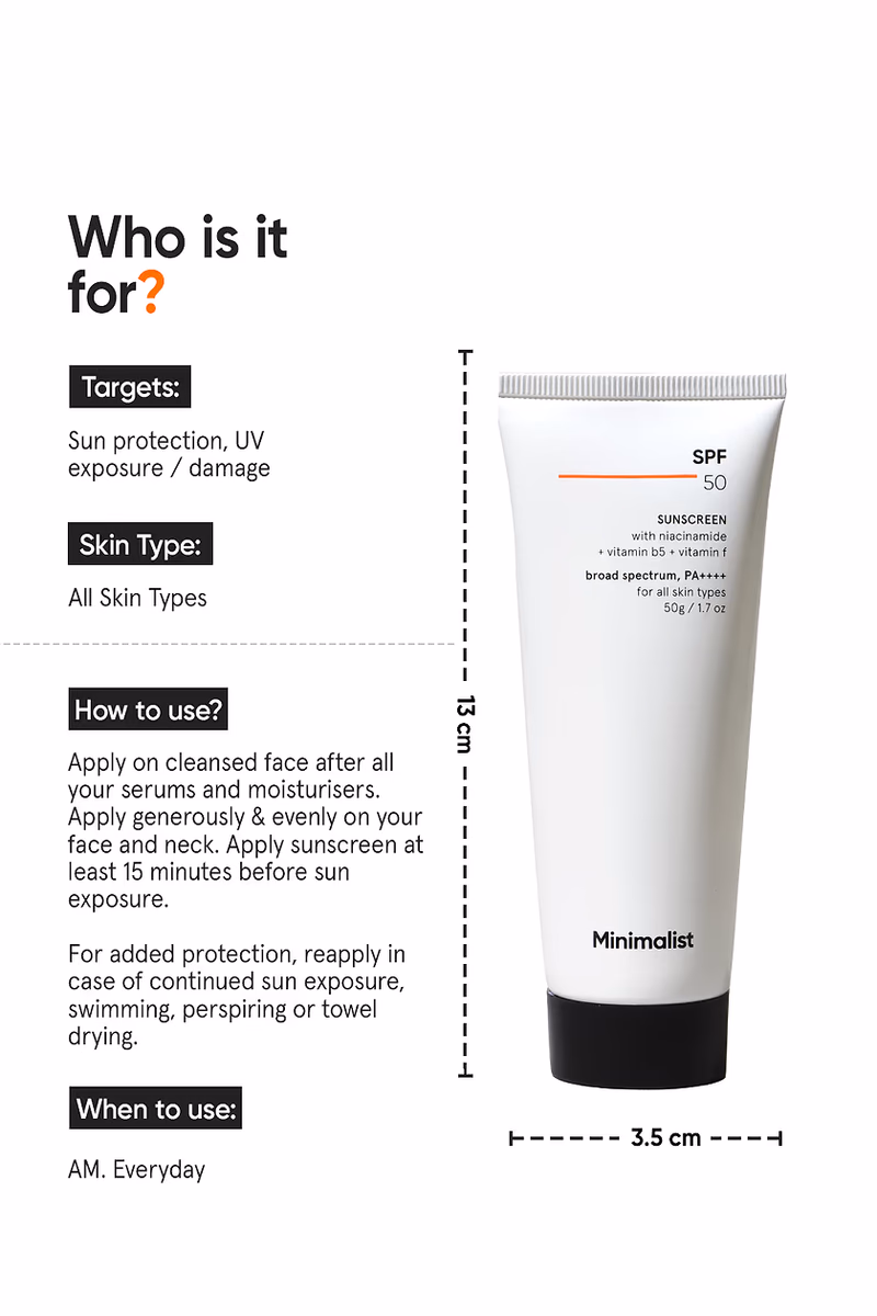 Minimalist - SPF 50 PA++++ Sunscreen - With Niacinamide