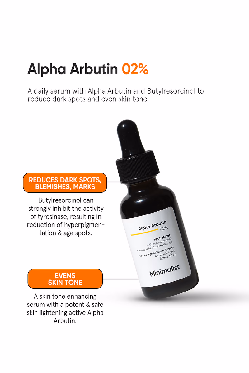 Minimalist - 2% Alpha Arbutin - Face Serum - With Butylresorcinol & Ferulic Acid