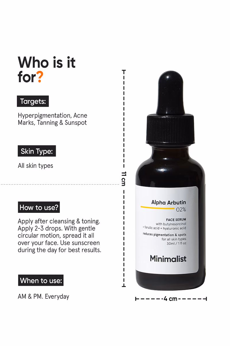 Minimalist - 2% Alpha Arbutin - Face Serum - With Butylresorcinol & Ferulic Acid
