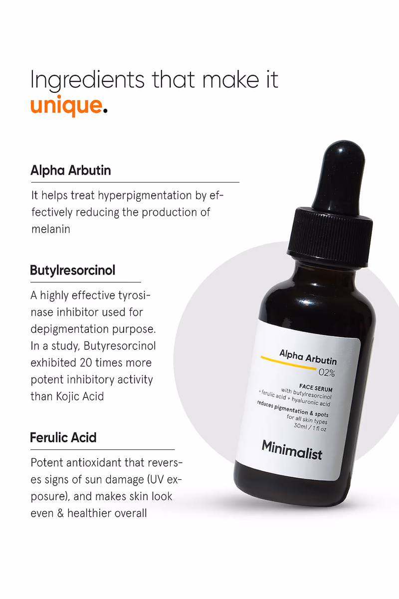 Minimalist - 2% Alpha Arbutin - Face Serum - With Butylresorcinol & Ferulic Acid