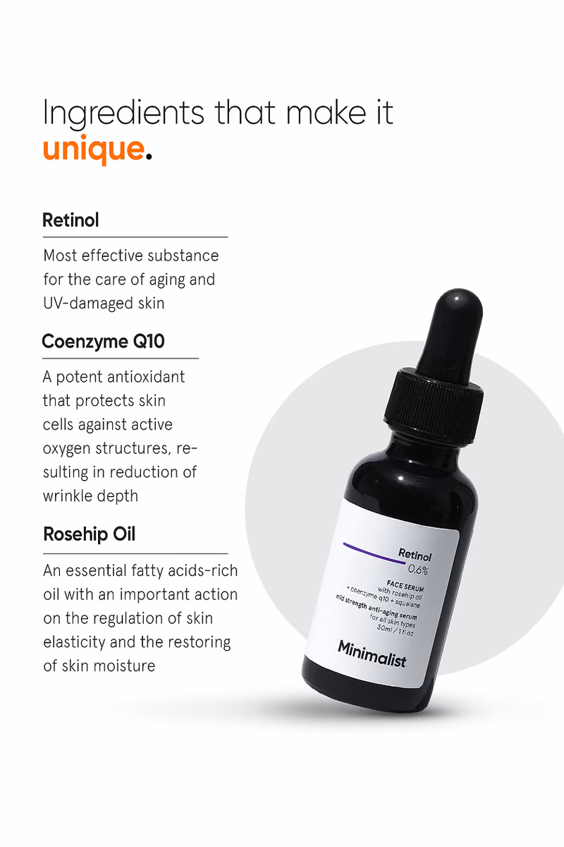 Minimalist - Retinol 0.6% - Face Serum - Anti Aging Mid-Strength Serum