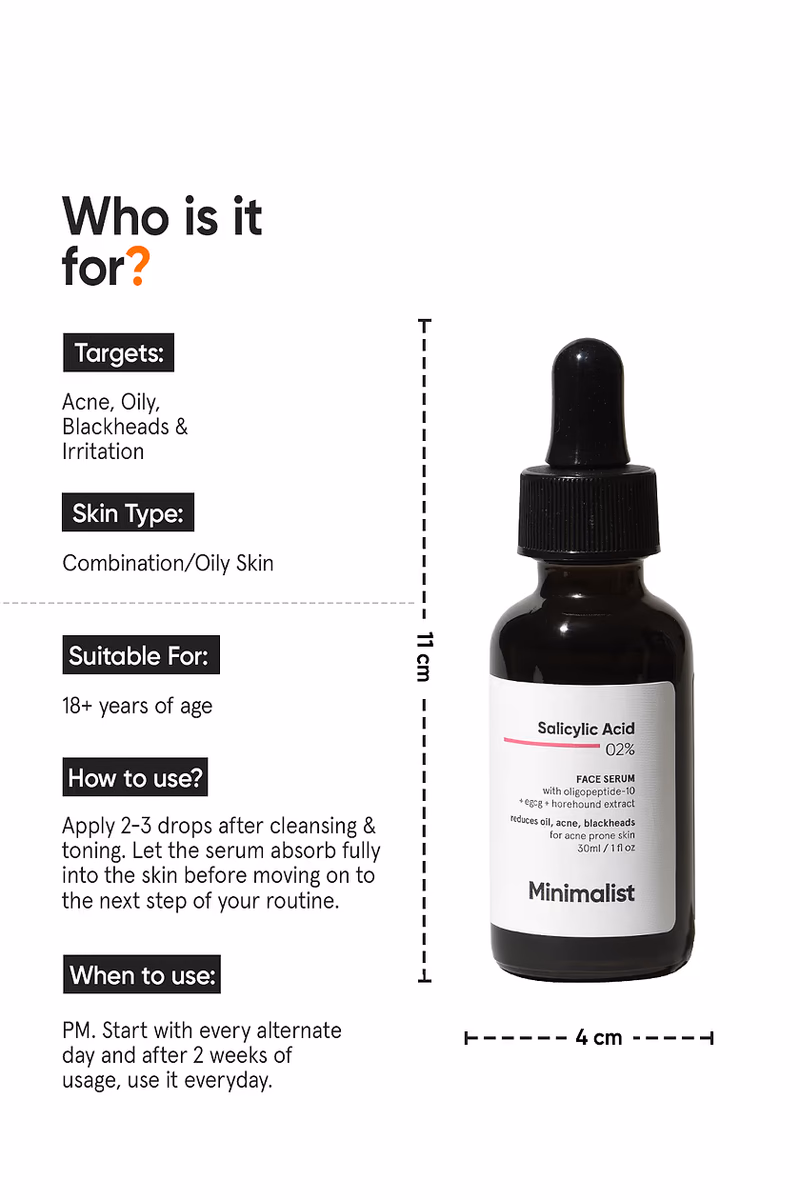 Minimalist - 2% Salicylic Acid - Face Serum - For Blackheads & Whiteheads