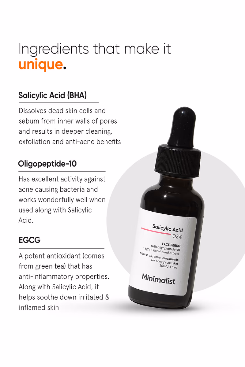 Minimalist - 2% Salicylic Acid - Face Serum - For Blackheads & Whiteheads