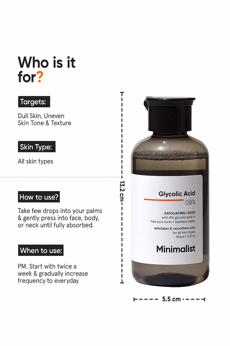 Minimalist - 8% Glycolic Acid Toner For Exfoliates Smoothes Skin