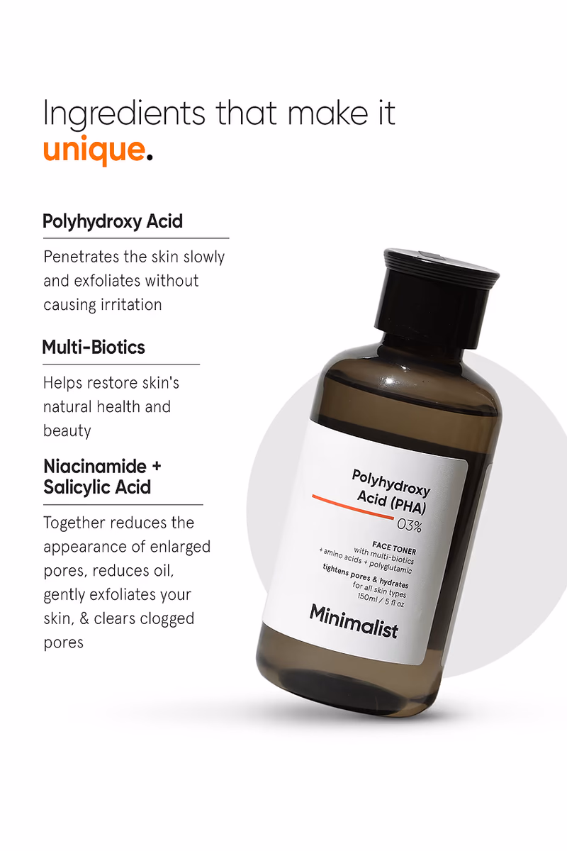 Minimalist - 3% Polyhydroxy PHA - Face Toner - With Multi Biotics