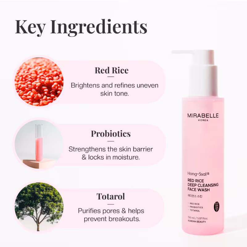 Mirabelle Korea - Red Rice - Deep Cleansing Face Wash