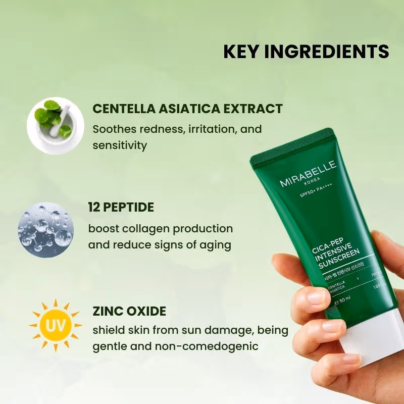 Mirabelle Korea - Cica + Peptide Intensive Sunscreen SPF 50+ PA++++
