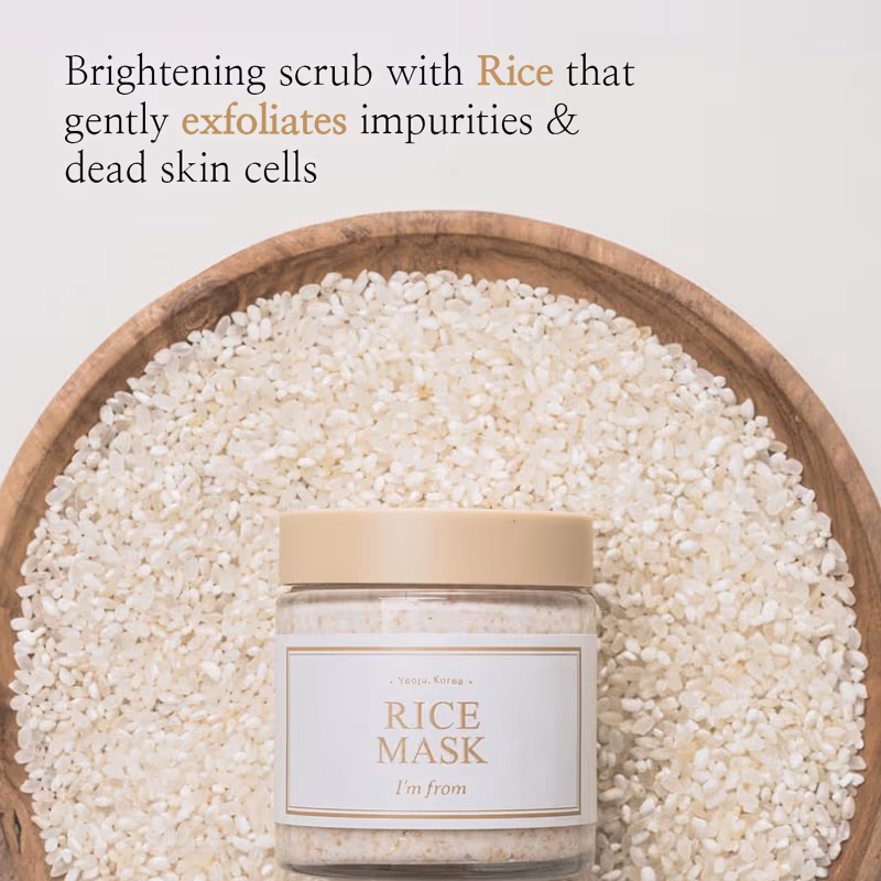 I'm From - Rice Mask - Brightening & Gentle Exfoliating Korean Face Mask, Minimizes Enlarged Pores