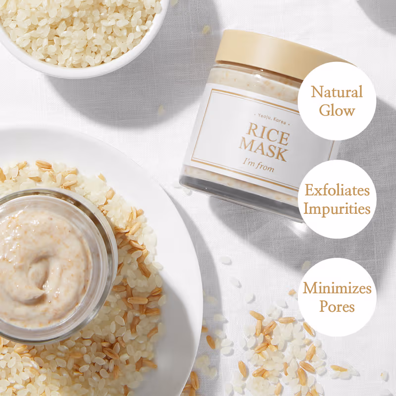 I'm From - Rice Mask - Brightening & Gentle Exfoliating Korean Face Mask, Minimizes Enlarged Pores