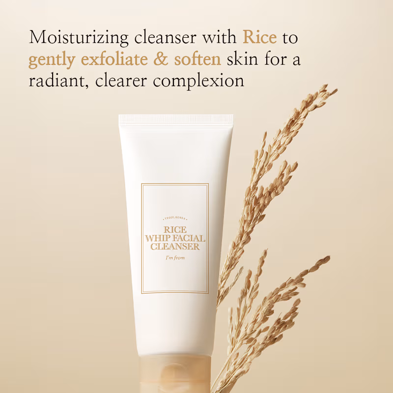 I'm From - Rice Whip Facial Cleanser - Brightening Korean Rice Cleanser, AHA, BHA, Dry & Dull Skin